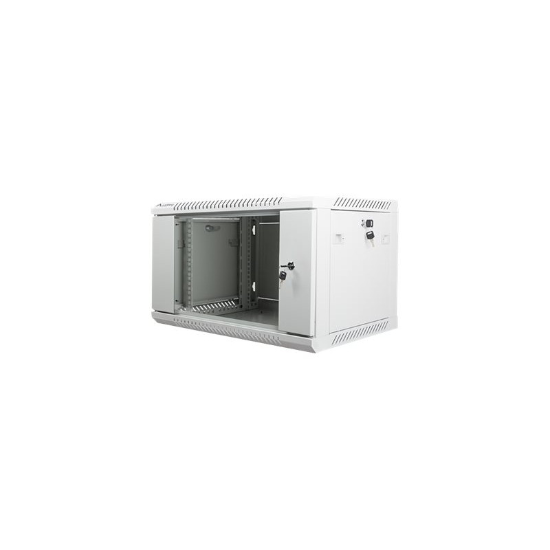 Lanberg Rack cabinet 19" wall-mount 6U/600x450 (flat pack) with glass door V2, grey | Lanberg