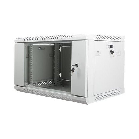 Lanberg Rack cabinet 19" wall-mount 6U/600x450 (flat pack) with glass door V2, grey | Lanberg