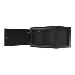 Lanberg Rack cabinet 19" wall-mount 6U/600x450 for self-assembly with metal door (flat pack), black | Lanberg