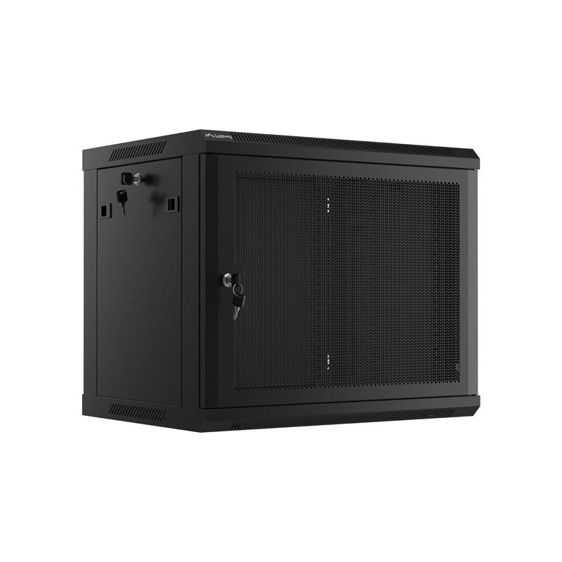 Lanberg Rack cabinet 19" wall-mount 9U/600x450 with perforated door (flat pack), black | Lanberg