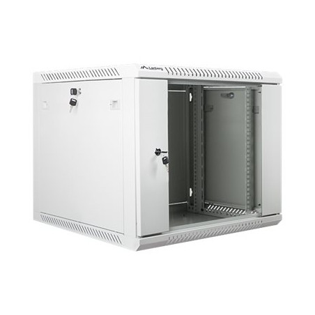 Lanberg Rack cabinet 19" wall-mount 9U/600x600 (flat pack) with glass door V2, grey | Lanberg