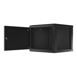 Lanberg Rack cabinet 19" wall-mount 9U/600x600 (flat pack) for self-assembly with metal door, black | Lanberg