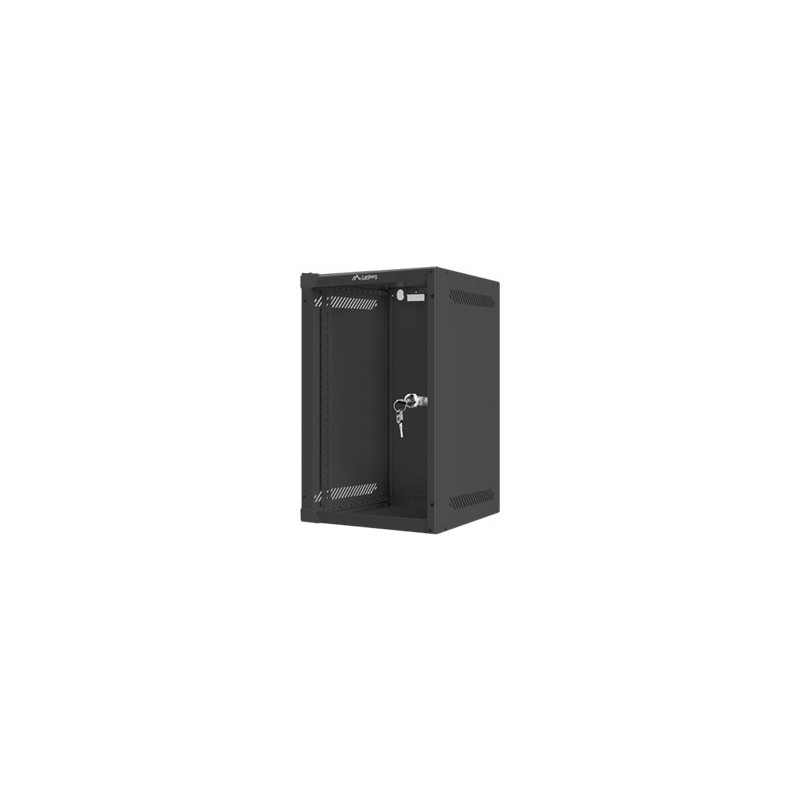 Lanberg Rack cabinet 10" wall-mount 9U/280x310 (flat pack) with glass door, black | Lanberg