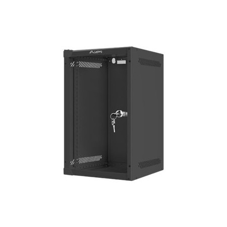 Lanberg Rack cabinet 10" wall-mount 9U/280x310 (flat pack) with glass door, black | Lanberg