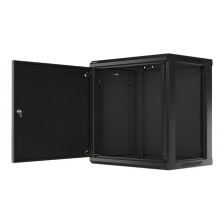Lanberg Rack cabinet 19" wall-mount 12U/600x450 for self-assembly with metal door (flat pack), black | Lanberg