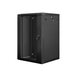 Lanberg Rack cabinet 19" wall-mount 18U/600x600 (flat pack) with glass door V2, black | Lanberg