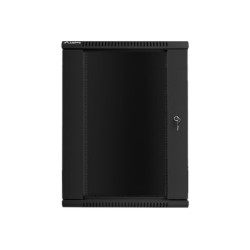 Lanberg Rack cabinet 19" wall-mount 18U/600x600 (flat pack) with glass door V2, black | Lanberg