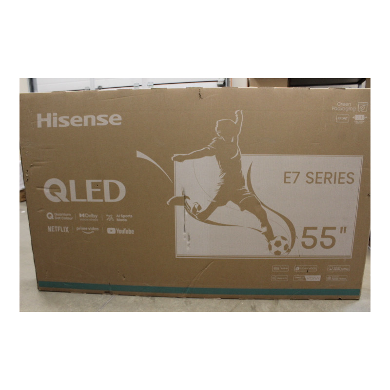 Hisense | QLED Smart TV | 55E7NQ | 55" | Smart TV | VIDAA OS | UHD | Black | DAMAGED PACKAGING