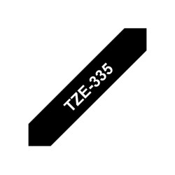 Brother | TZe-335 Laminated Tape | White on Black | TZe | 8 m | 1.2 cm