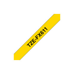 Brother | TZe-FX611 Flexible ID Laminated Tape | Black on Yellow | TZe | 8 m | 6 cm
