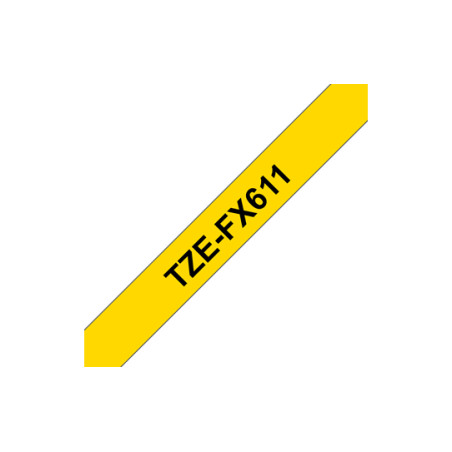 Brother | TZe-FX611 Flexible ID Laminated Tape | Black on Yellow | TZe | 8 m | 6 cm