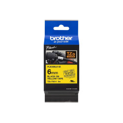 Brother | TZe-FX611 Flexible ID Laminated Tape | Black on Yellow | TZe | 8 m | 6 cm