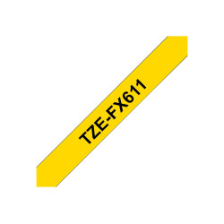 Brother | TZe-FX611 Flexible ID Laminated Tape | Black on Yellow | TZe | 8 m | 6 cm