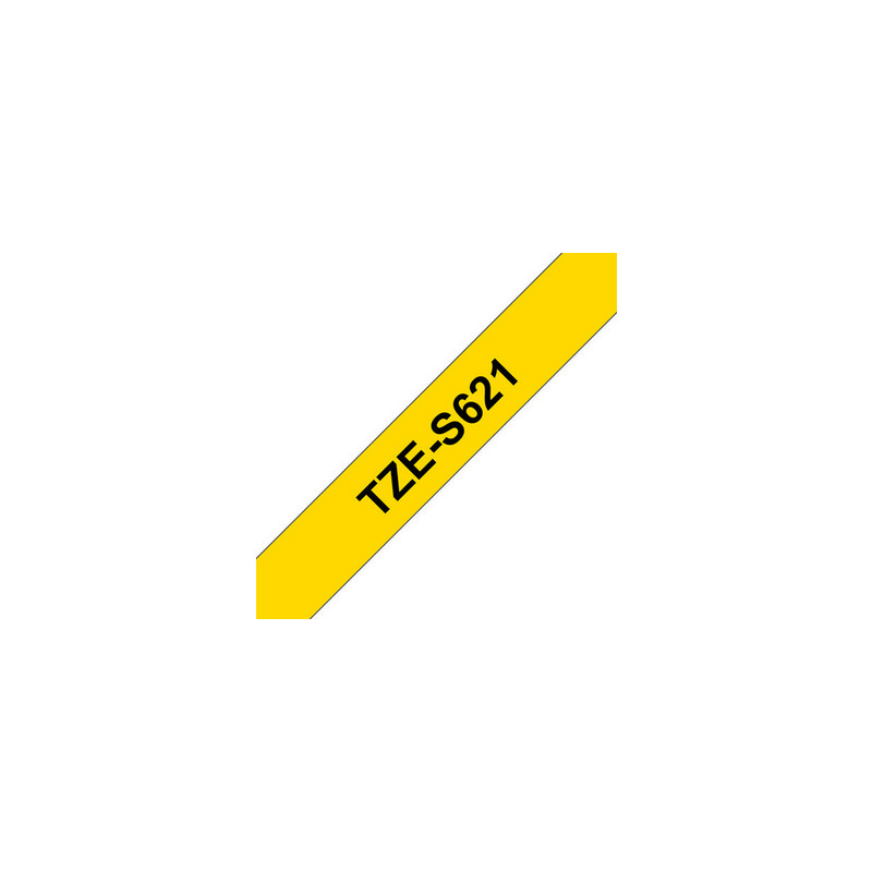 Brother | TZe-S621 Strong Adhesive Laminated Tape | Black on Yellow | TZe | 8 m | 9 cm