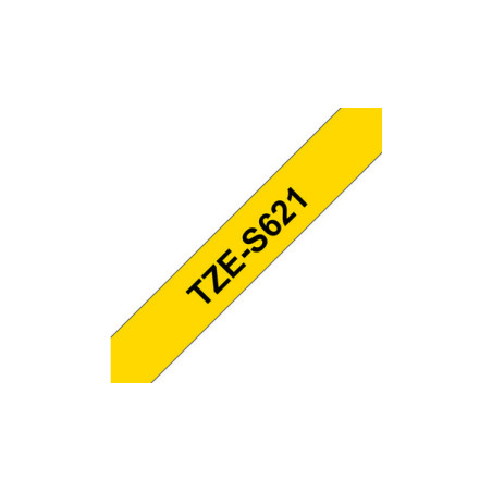 Brother | TZe-S621 Strong Adhesive Laminated Tape | Black on Yellow | TZe | 8 m | 9 cm