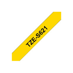 Brother | TZe-S621 Strong Adhesive Laminated Tape | Black on Yellow | TZe | 8 m | 9 cm