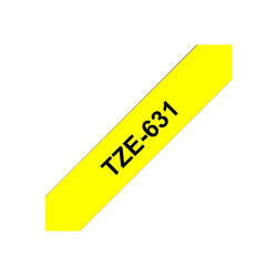 Brother | TZe-631 Laminated Tape | Black on Yellow | TZe | 8 m | 1.2 cm