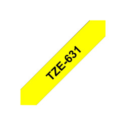 Brother | TZe-631 Laminated Tape | Black on Yellow | TZe | 8 m | 1.2 cm