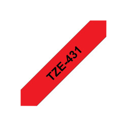 Brother | TZE-431 Laminated Tape | Black on Red | TZe | 8 m | 1.2 cm