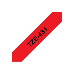 Brother | TZE-431 Laminated Tape | Black on Red | TZe | 8 m | 1.2 cm