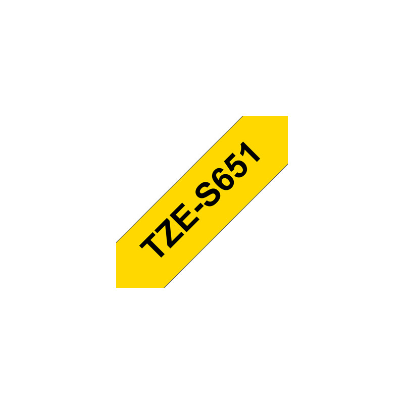 Brother | TZe-S651 Strong Adhesive Laminated Tape | Black on Yellow | TZe | 8 m | 2.4 cm