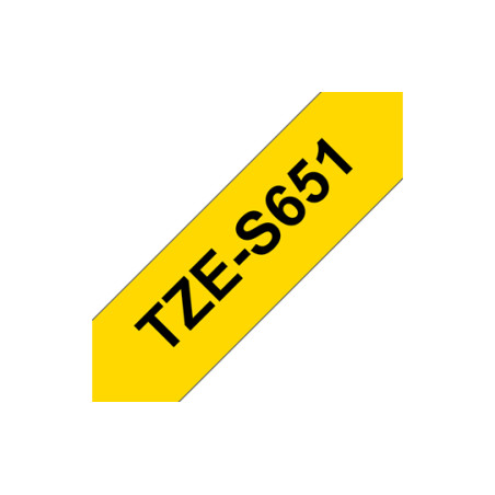 Brother | TZe-S651 Strong Adhesive Laminated Tape | Black on Yellow | TZe | 8 m | 2.4 cm