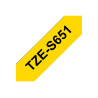 Brother | TZe-S651 Strong Adhesive Laminated Tape | Black on Yellow | TZe | 8 m | 2.4 cm