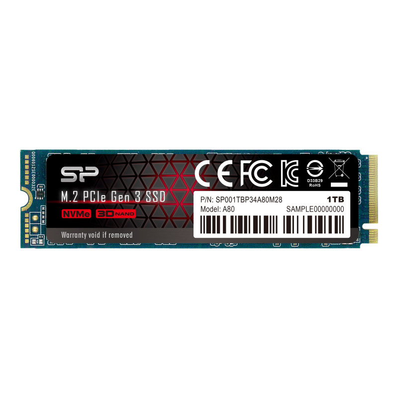 Silicon Power SSD P34A80 1TB, M.2 PCIe Gen3 x4 NVMe, 3200/3000 MB/s | Silicon Power