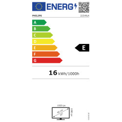Philips | LCD monitor | 222V8LA/00 | 21.5 inch (54.6 cm) " | VA | FHD | 16:9 | 75 Hz | 4 ms | 1920 x 1080 pixels | 250 cd/m | He