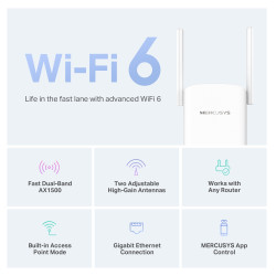 Mercusys AX1500 Wi-Fi 6 Range Extender | ME60X | 802.11ax | 1201 Mbit/s | Ethernet LAN (RJ-45) ports 1 | MU-MiMO No | no PoE | A