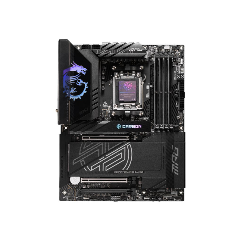 MSI Processor family AMD | Processor socket AM5 | DDR5 UDIMM | Supported hard disk drive interfaces SATA, M.2 | Number of SATA c