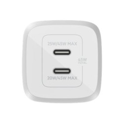 Belkin Dual USB-C GaN Wall Charger with PPS 45W | WCH011vfWH