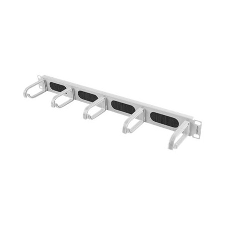 Lanberg 19" Cable Management Brush Panel 5 Rings Type B 1U | AK-1203-S | Grey