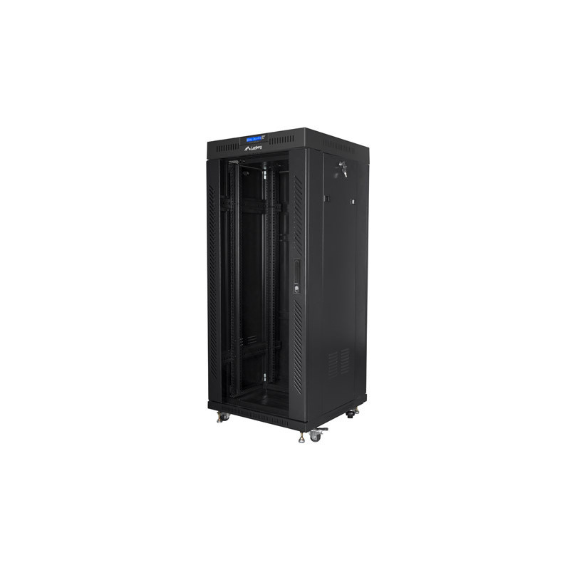 Lanberg | Rack cabinet 19" free-standing 27U/600x600 (flat pack) with glass door lCD V2 | FF01-6627-12BL | Black