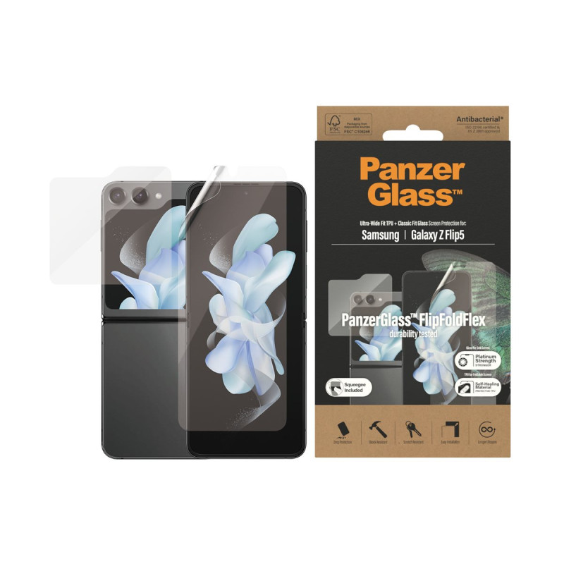 PanzerGlass | Screen protector | Samsung | Z flip5 CF AB | Thermoplastic polyurethane (TPU) Tempered glass Polyethylene terephth