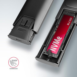 AXAGON USB-C 10Gbps - M.2 NVMe and SATA SSD THIN SCREWLESS box | EEM2-GTS2