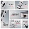 AXAGON Desk Mount | HMC-STND USB-C 5Gbps Stand and Hub 7in1 | Adjustable Height, Tilt | 10-16 " | Aluminum