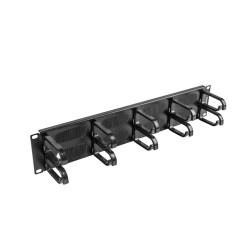 Lanberg 19" cable management brush panel 10 rings - type B 2U | AK-1204-B | Black