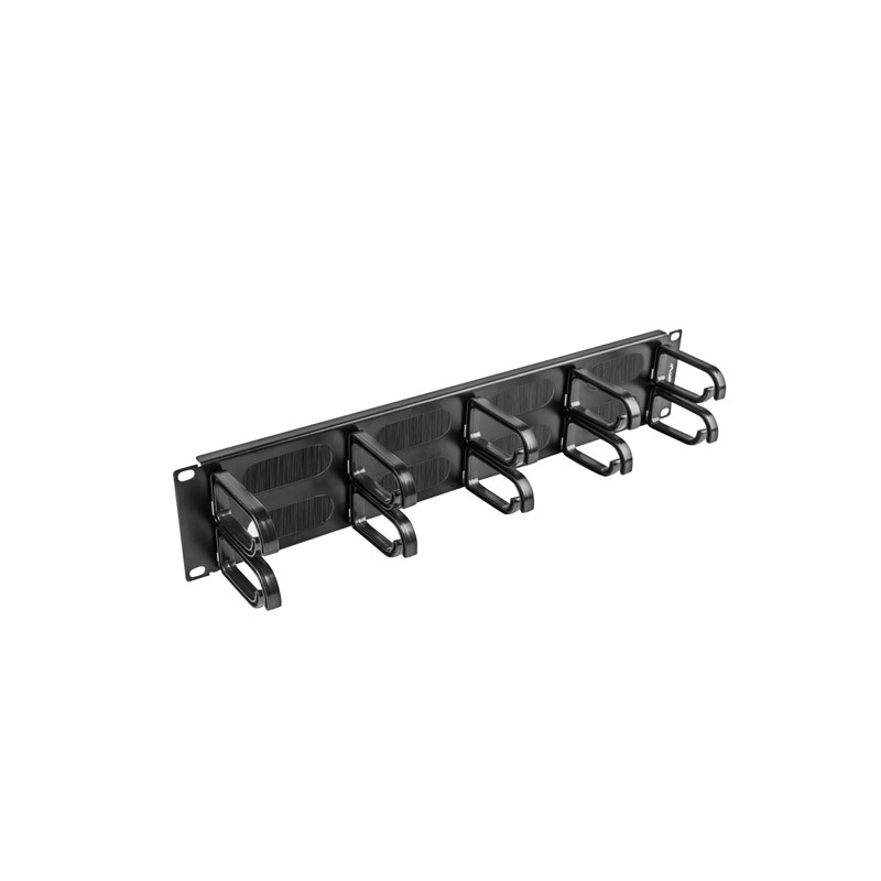 Lanberg 19" cable management brush panel 10 rings - type B 2U | AK-1204-B | Black