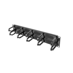 Lanberg 19" cable management brush panel 10 rings - type B 2U | AK-1204-B | Black