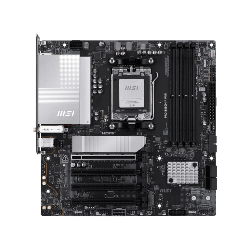 MSI PRO B850M-P WIFI | Processor family AMD B850 | Processor socket AM5 | DDR5 | Supported hard disk drive interfaces SATA, M.2 
