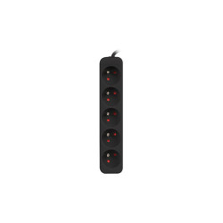 Lanberg Cable Power Strip, 5X French Outlets Quality-Grade Copper, 1.5 m | PS0-05E-0150-BK
