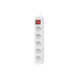 Lanberg Cable Power Strip, 5X French Outlets with Switch, Quality-Grade Copper, 1.5 m | PS1-05E-0150-W
