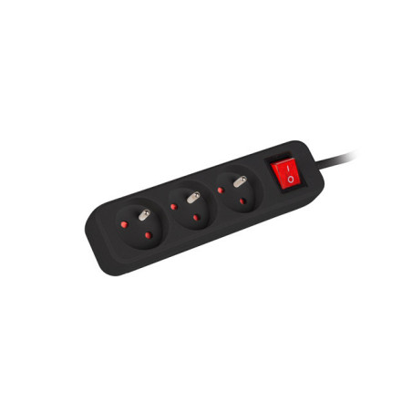 Lanberg Cable Power Strip, 3X French Outlets with Switch, Quality-Grade Copper, 3 m | PS1-03E-0300-BK