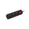 Lanberg Cable Power Strip, 3X French Outlets with Switch, Quality-Grade Copper, 3 m | PS1-03E-0300-BK
