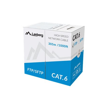 Lanberg LAN Cable Cat.6 FTP, Solid CU Grey CPR + Fluke Passed | LCF6-11CU-0305-S | 305 m