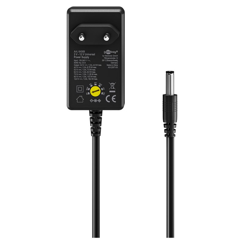 Goobay Universal Power Supply 3 V - 12 V, Max. 18 W