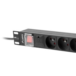 Lanberg Power Distribution Unit (PDU) 19" 1U 16A 2m 8x French Outlets | PDU-08E-0200-BK