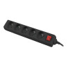Lanberg Cable Power Strip, 5X French Outlets with Switch, Quality-Grade Copper, 1.5 m | PS1-05E-0150-BK