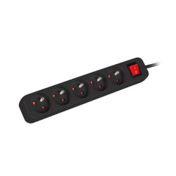 Lanberg Cable Power Strip, 5X French Outlets with Switch, Quality-Grade Copper, 1.5 m | PS1-05E-0150-BK